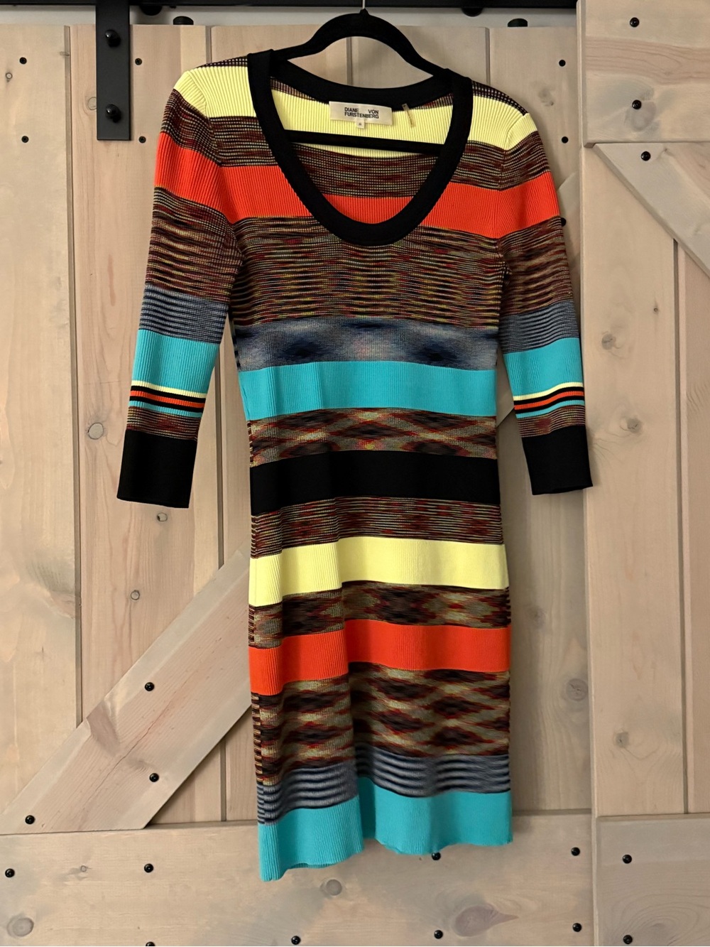 DVF Striped Scoopneck Midi Dress